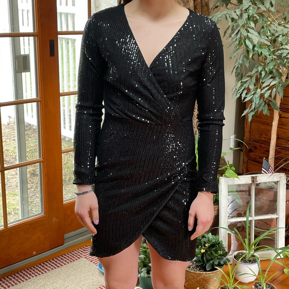 ChicMe Black Sparkle Sequins Dress